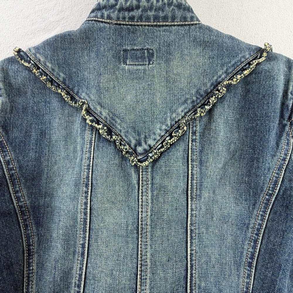 Rave Y2K Victorian Denim Jacket High Neck Hook & Eye Fitted Womens M - Picture 9 of 9